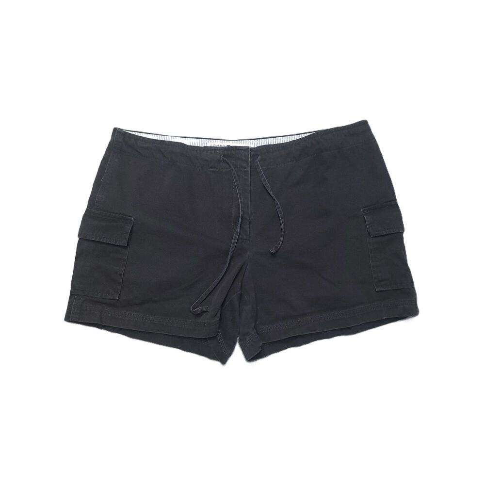 Tommy Hilfiger Cargo Shorts Womens 8 Drawstring Mid Rise Black